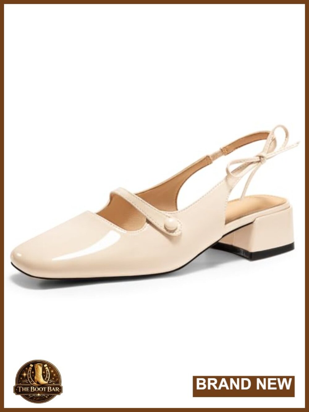 Faux Leather Mary Jane Slingback Chunky Low Heel Square Toe Party Dress Pumps